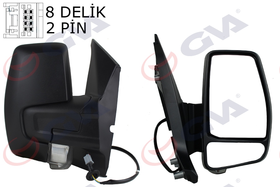 DIŞ DİKİZ AYNASI SAĞ TRANSİT CUSTOM V362 12 MEKANİK DESENLİ SİNYALLİ KONVEKS VM-6325R 1766579-682BL5JA6