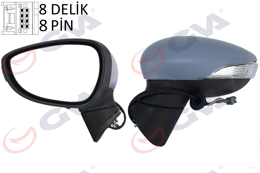 DIŞ DİKİZ AYNASI SOL FIESTA 08 14 ELEKTRİKLİ ISITMALI SİNYALLİ KONVEKS 8 FİŞ VM-6313EBL