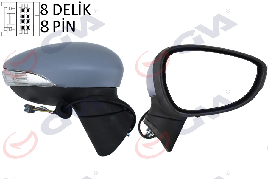 DIŞ DİKİZ AYNASI SAĞ FIESTA 08 ELEKTRİKLİ ISITMALI KATLANIR SİNYALLİ 8 FİŞ VM-6313EBR