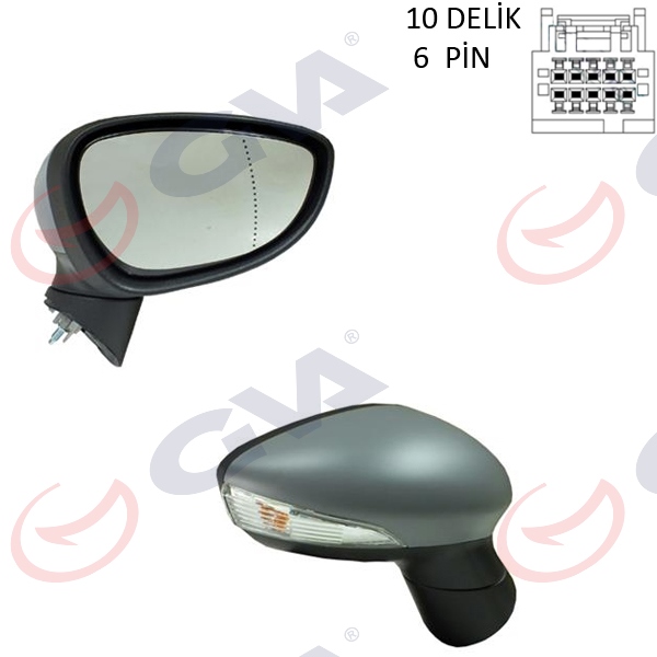 DIŞ DİKİZ AYNASI SOL FIESTA 12 17 ELEKTRİKLİ ISITMALI SİNYALLİ ASTARLI ASFERİK 6 FİŞ VM-6326EHPAL