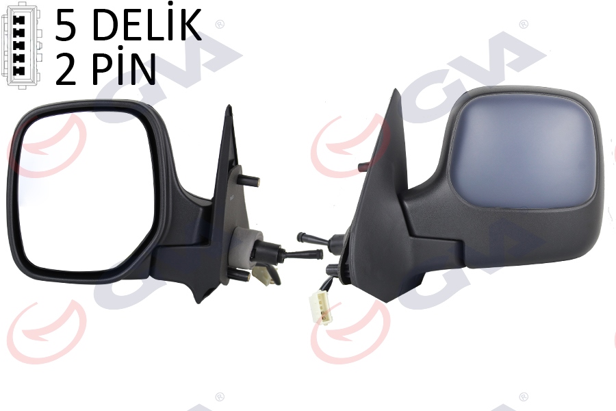 DIŞ DİKİZ AYNASI SOL BERLINGO-PARTNER 97 MEKANİK ISITMALI KONVEKS ASTARLI 2 FİŞ VM-118NPL