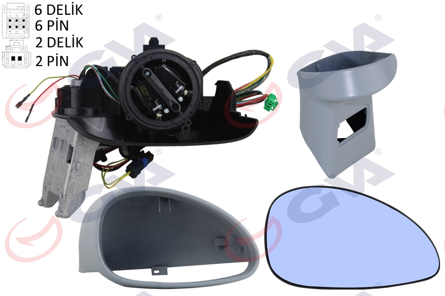 DIŞ DİKİZ AYNASI SAĞ C4 04 ELEKTRİKLİ ISITMALI SENSÖRLÜ ASTARLI MAVİ CAM KONVEKS VM-503EHPR