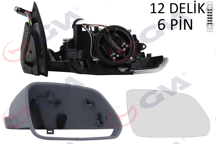 DIŞ DİKİZ AYNASI SAĞ OCTAVIA 04 ELEKTRİKLİ ISITMALI SİNYALLİ ASTARLI KONVEKS 5 FİŞ VM-605EHPR