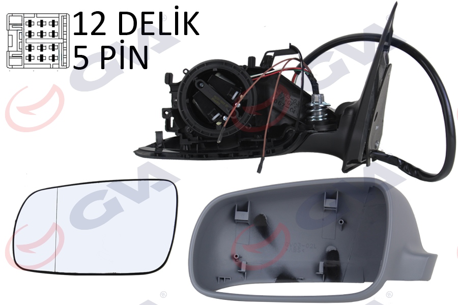 DIŞ DİKİZ AYNASI SOL FABIA 05 ELEKTRİKLİ ISITMALI ASTARLI ASFERİK 5 FİŞ VM-606EHPAL