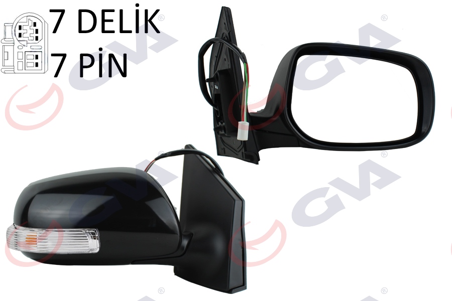 DIŞ DİKİZ AYNASI SAĞ COROLLA 08 ELEKTRİKLİ ISITMALI KATLANIR SİNYALLİ ASTARLI KONVEKS 7 FİŞ VM-6263EBR