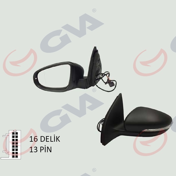 DIŞ DİKİZ AYNASI SOL GOLF 09 ELEKTRİKLİ ISITMALI SİNYALLİ ASFERİK 6 FİŞ VM-6197EHPAL