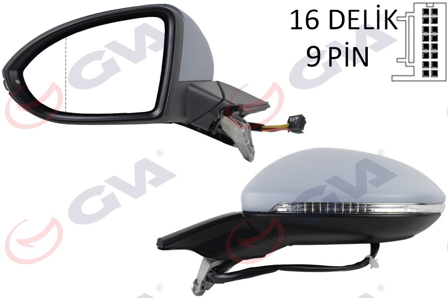 DIŞ DİKİZ AYNASI SOL GOLF 13 ELEKTRİKLİ ISITMALI KATLANIR SİNYALLİ ASTARLI ASFERİK 8 FİŞ VM-6187EBPAL