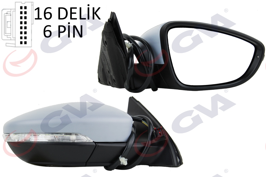 DIŞ DİKİZ AYNASI SAĞ PASSAT 11 ELEKTRİKLİ ISITMALI SİNYALLİ ASTARLI KONVEKS 6 FİŞ VM-6194EHPR