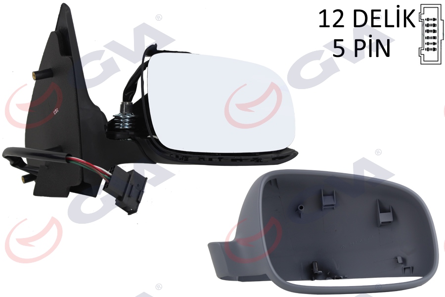 DIŞ DİKİZ AYNASI SAĞ POLO 00 ELEKTRİKLİ ISITMALI ASTARLI ASFERİK 5 FİŞ VM-192EHR