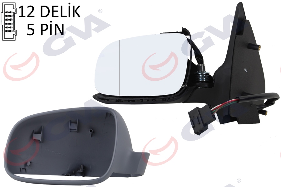 DIŞ DİKİZ AYNASI SOL POLO 00 ELEKTRİKLİ ISITMALI ASTARLI ASFERİK 5 FİŞ VM-192EHAL