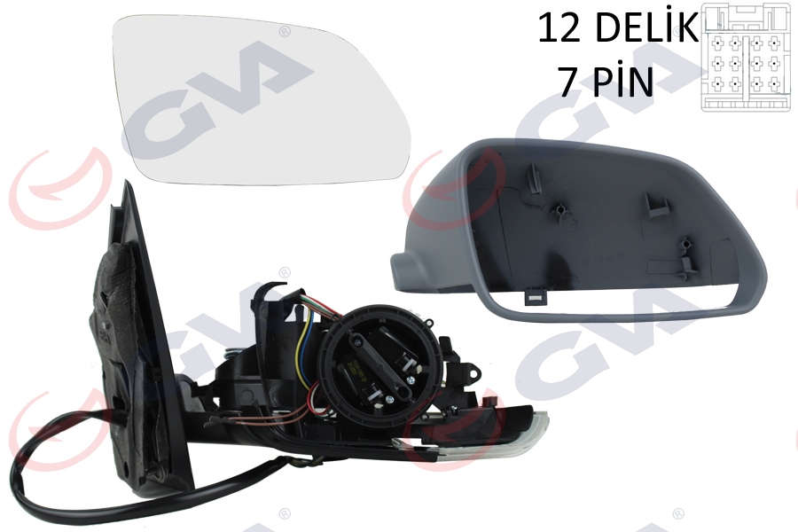 DIŞ DİKİZ AYNASI SAĞ POLO 05 ELEKTRİKLİ ISITMALI SİNYALLİ ASTARLI KONVEKS 5 FİŞ VM-377EHPR