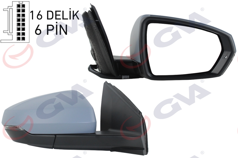 DIŞ DİKİZ AYNASI SAĞ VW POLO 17- ELEKTRİKLİ ISITMALI SİNYALLİ ASTARLI KONVEKS VM-6390EHPR