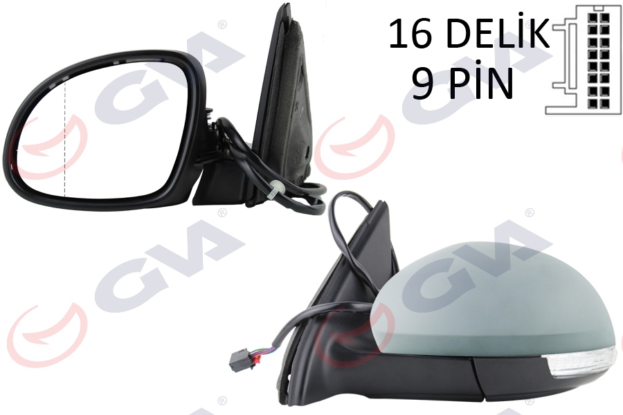 DIŞ DİKİZ AYNASI SOL TIGUAN 09 ELEKTRİKLİ ISITMALI KATLANIR Ç.AYDINLATMALI SİNYALLİ ASTARLI ASFERİK VM-383NEBAL