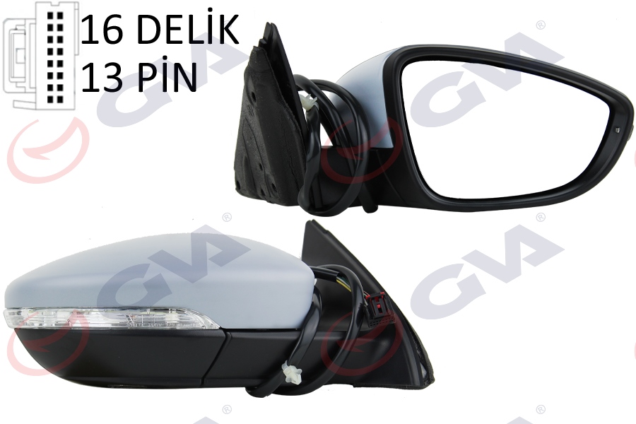DIŞ DİKİZ AYNASI SAĞ JETTA 11 ELEKTRİKLİ ISITMALI KATLANIR Ç.AYDINLATMALI ASTARLI 9 FİŞ
