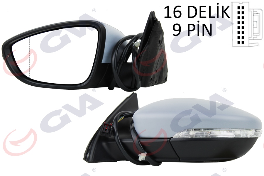 DIŞ DİKİZ AYNASI SOL JETTA 11 ELEKTRİKLİ ISITMALI KATLANIR Ç.AYDINLATMALI ASTARLI 9 FİŞ