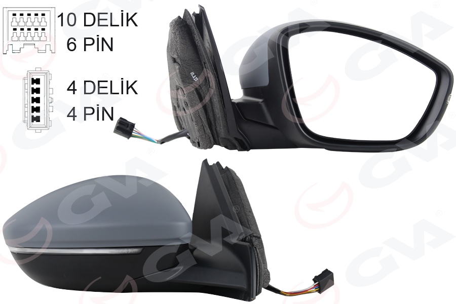 DIŞ DİKİZ AYNASI SAĞ ELEKTRİKLİ ISITMALI SİNYALLİ SENSÖRLÜ ASTARLI KONVEKS 208 19- CORSA F 19- 10H6P 4H2P