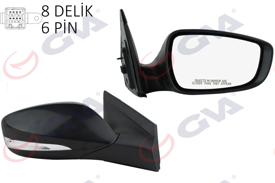 DIŞ DİKİZ AYNASI SAĞ BLUE 12 ELEKTRİKLİ ISITMALI SİNYALLİ SİYAH KAPAK KONVEKS 6 FİŞ VM-6451NEHR