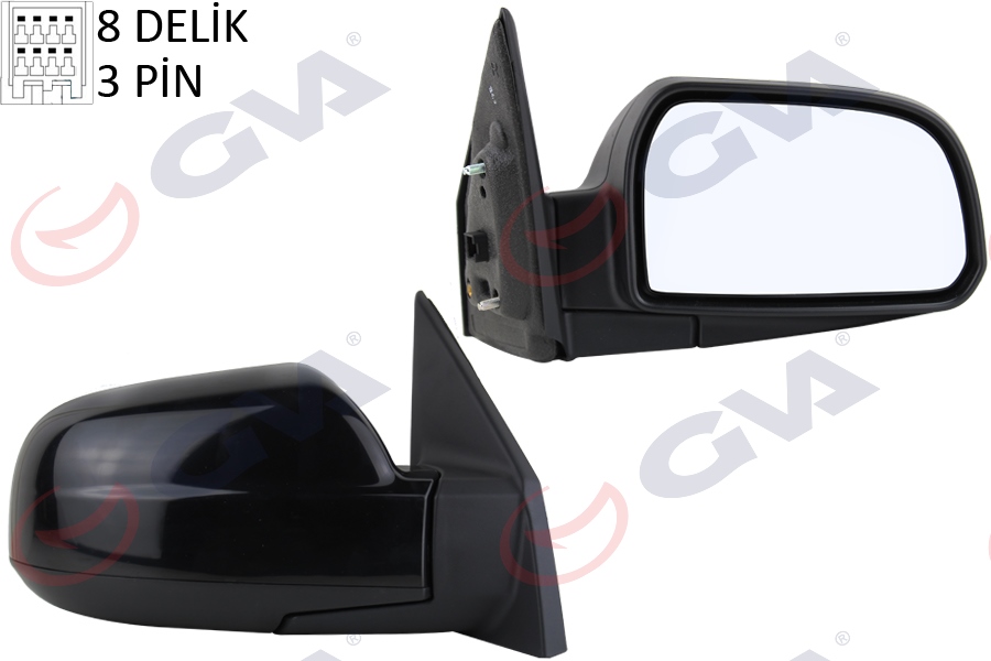 DIŞ DİKİZ AYNASI SAĞ TUCSON 05 ELEKTRİKLİ KONVEKS 3 FİŞ VM-455ER