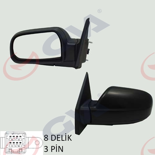 DIŞ DİKİZ AYNASI SOL TUCSON 05 ELEKTRİKLİ KONVEKS 3 FİŞ VM-455EL