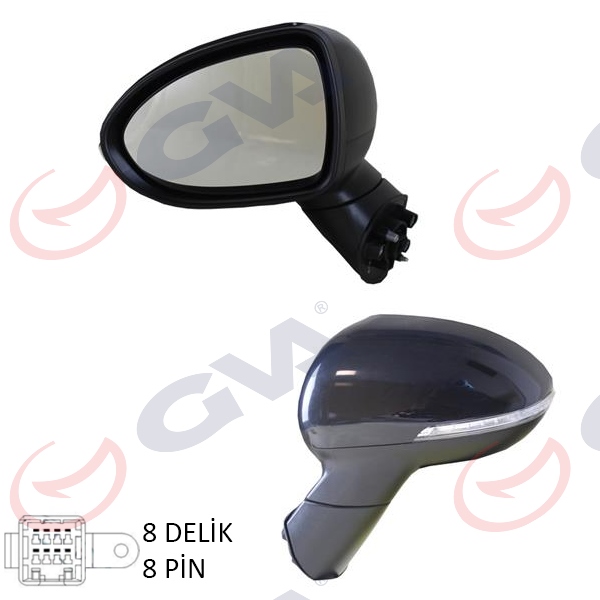 DIŞ DİKİZ AYNASI SOL RIO 13 ELEKTRIKLI ISITMALI KATLANIR SİNYALLİ KONVEKS 8 FİŞ VM-760NEBL