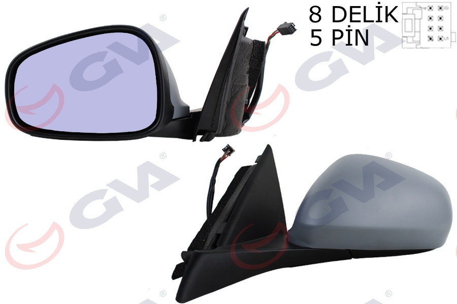 DIŞ DİKİZ AYNASI SOL GIULIETTA 10 ELEKTRİKLİ ISITMALI ASTARLI MAVİ CAM ASFERİK 5 FİŞ VM-6413EHPAL