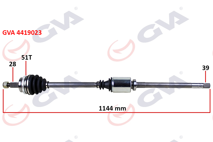 KOMPLE AKS SAĞ MASTER 2 2.5 DCİ 98-10 ABS Lİ 51DİŞ 1144MM