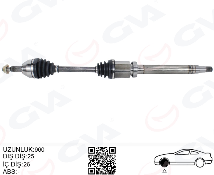 ÖN KOMPLE AKS SAĞ TRANSIT CONNECT 1.8 TDCI 02 14 75-90-110PS 960MM