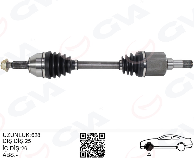 ON KOMPLE AKS SOL TRANSIT CONNECT 1.8 TDCI 02 14 75 -90-110PS 628MM