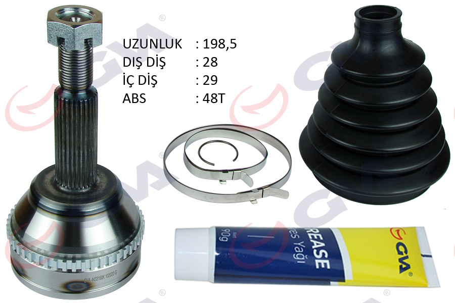 AKS KAFASI DIŞ ÖN TRANSİT V347 2.2-2.4 TDCİ 06- ABS Lİ 48DİŞ İNCE MİL 28X29X60 198.5MM