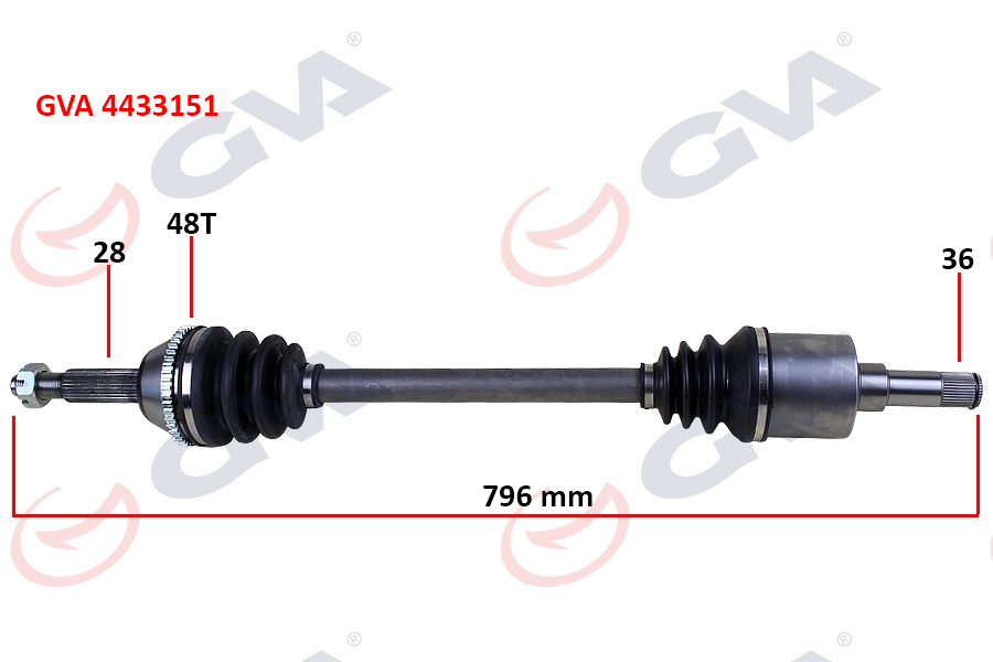 ON AKS SOL KOMPLE TRANSIT V347 V348 2.2TDCI 130PS 06 O.CEKER UZUNLUK: 796MM ABSLI 48 DIS