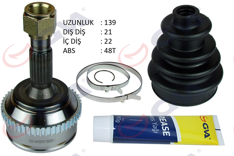 AKS KAFASI DIŞ ÖN PEUGEOT 106 II 1.4İ 96-02 ABS Lİ 48DİŞ 21X22X58.5 139MM