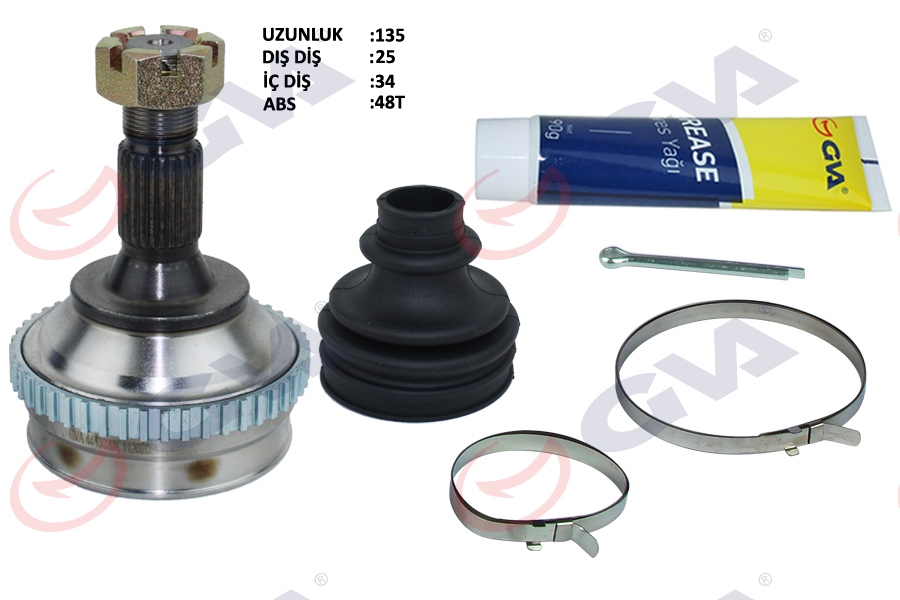 AKS KAFASI DIŞ ÖN PEUGEOT 206 GTI 2.0 HDİ ABS Lİ 48 DİŞ 25X34X58 134.5MM