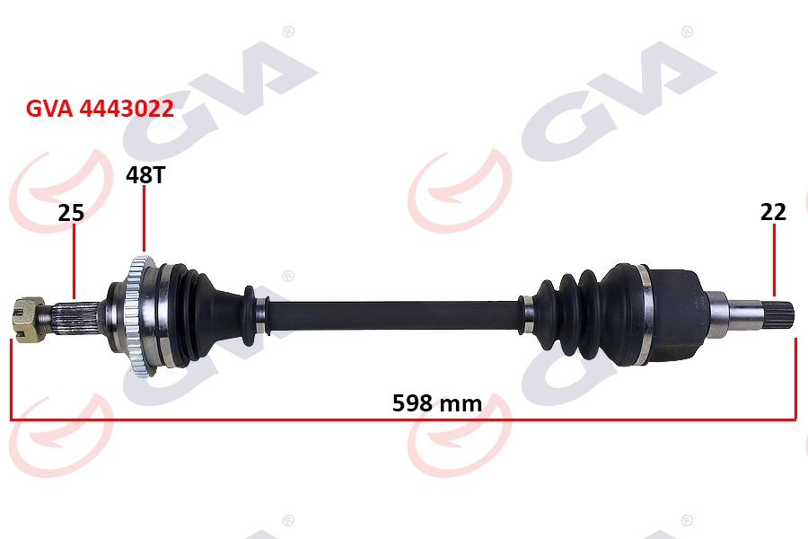 KOMPLE AKS SOL P206 1.6 16V-P206 CC 00 ABS Lİ 48DİŞ 598MM