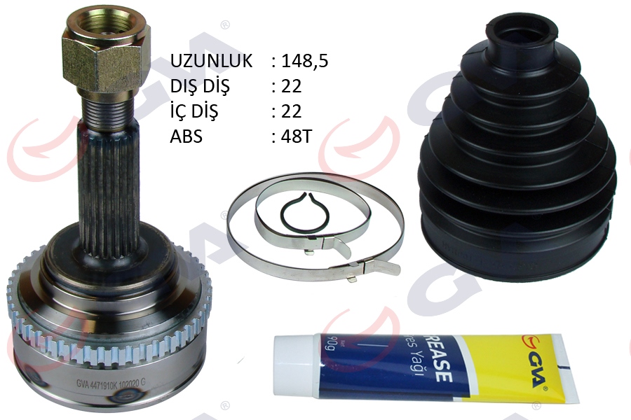 AKS KAFASI DIŞ ÖN KALOS 1.4 16V-AVEO 1.4 16V 03-08 ABS Lİ 48DİŞ AUTO 22X22X52 148.5MM