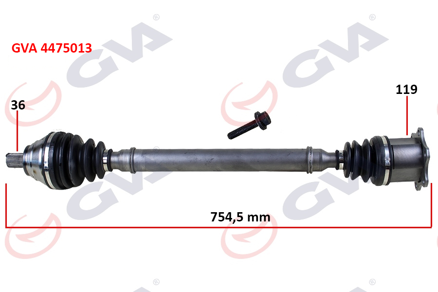 KOMPLE AKS SAĞ CADDY-GOLF5-JETTA-PASSAT 1.9-2.0 TDİ 03-09 754.5MM