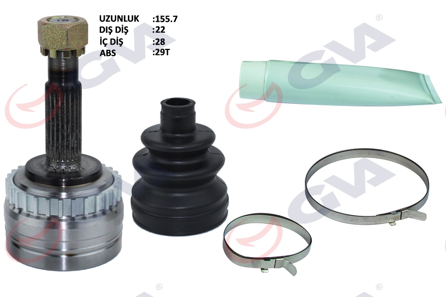 AKS KAFASI DIŞ ÖN CORSA B 1.2İ 16V 93-00 ABS Lİ 569MM 29DİŞ 22X28X52 155MM