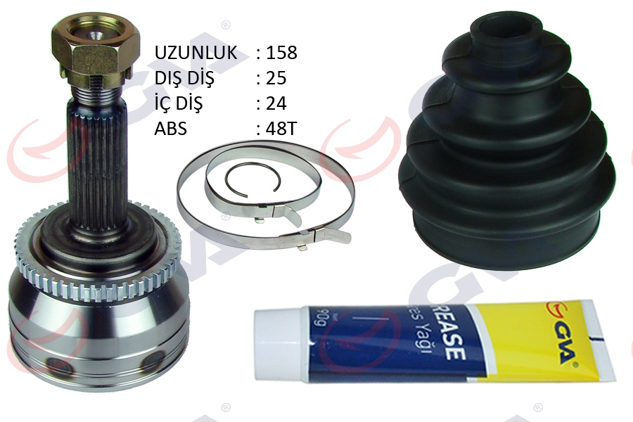 AKS KAFASI DIŞ ÖN HYUNDAI İ-20 1.4CRDİ 08-15 90HP ABS Lİ 48DİŞ 25X24X52.6 158MM