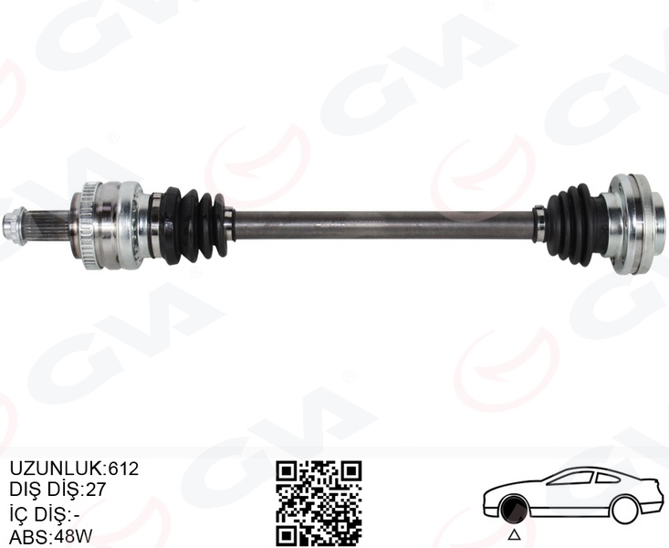 KOMPLE AKS ARKA SOL BMW E81 E82 E87 E90 E91 E92 E93 612MM OTOM. SANZ.