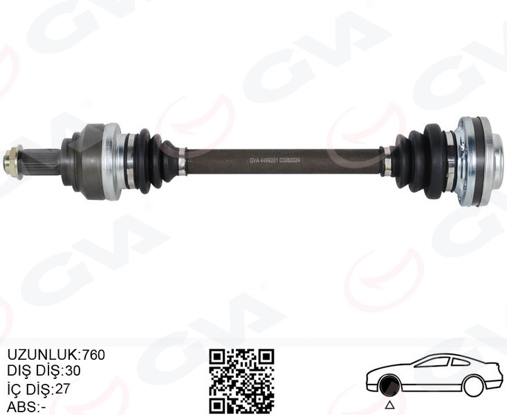 KOMPLE AKS ARKA SOL BMW E81 E82 E87 E88 E90 E91 E92 E93 600MM DİŞ 30