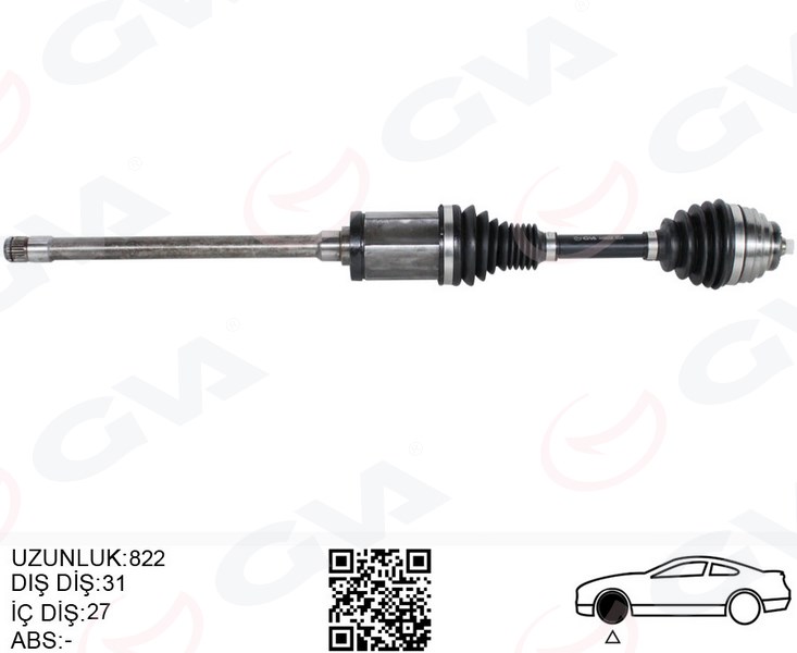 KOMPLE AKS ÖN SAĞ BMW X1 E84 09 15 822MM DİŞ 31 DİFERANSİYEL DİŞ 27