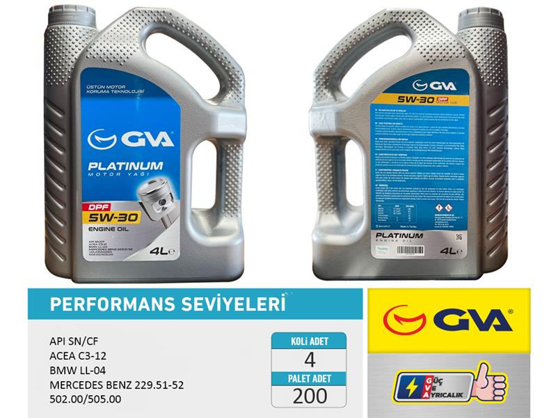 MOTOR YAĞI 5W30 4 LT PLATINUM PARTİKÜLLÜ-DPF TAM SENTETİK API SN/CF