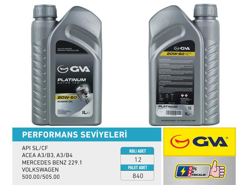 MOTOR YAĞI 20W50 1 LT PLATINUM MİNERAL API SL/CF