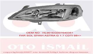 X FAR SİNYAL SOL ASTRA G 02/98-04/05 ELEKTRİKLİ H7 HB3 SİYAH