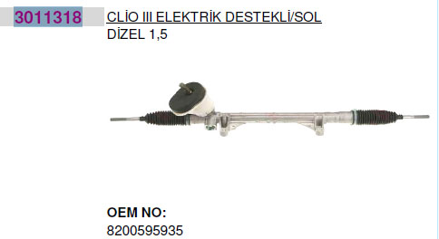 3011318 DİREKSİYON KUTUSU ELEKTRİKLİ ALÜM.JANT 16J CLIO III 05 MODUS 04 MICRA III 03