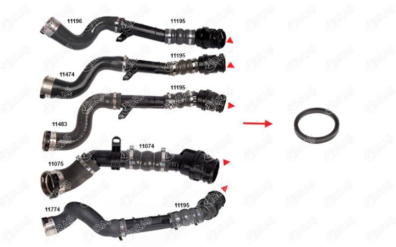 TURBO BORUSU CONTASI PLASTİK BORU HARİÇ OK İLE GÖSTERİLEN CONTA DACIA DUSTER HS 1.5 DCİ 4X4 K9K 658-856-858-898 13-18