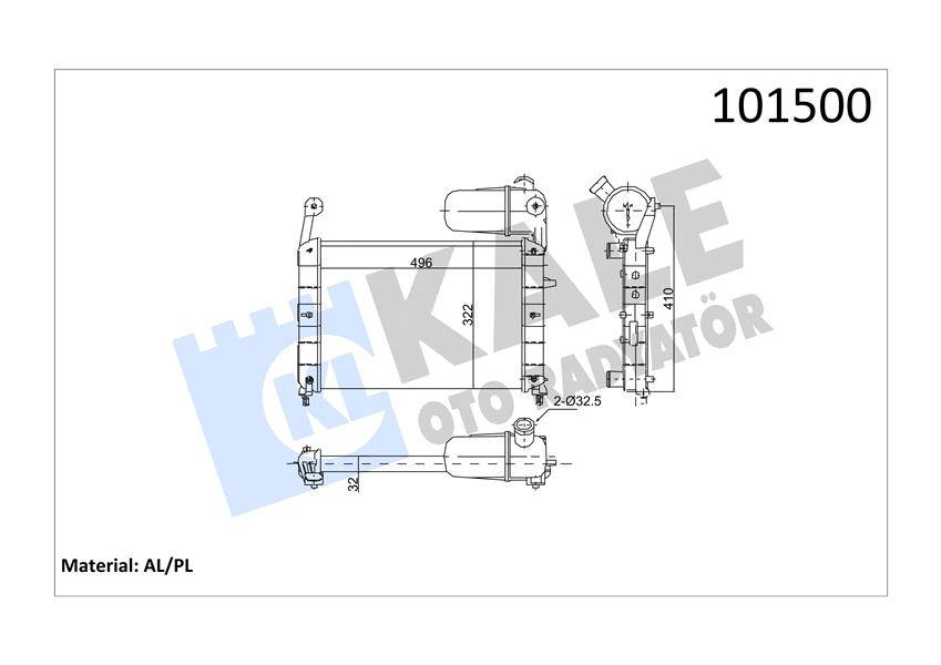 RADYATÖR TMPR-TIPO MEK KLİMASIZ 496X322X23 2 SIRA AL PL SİSTEM