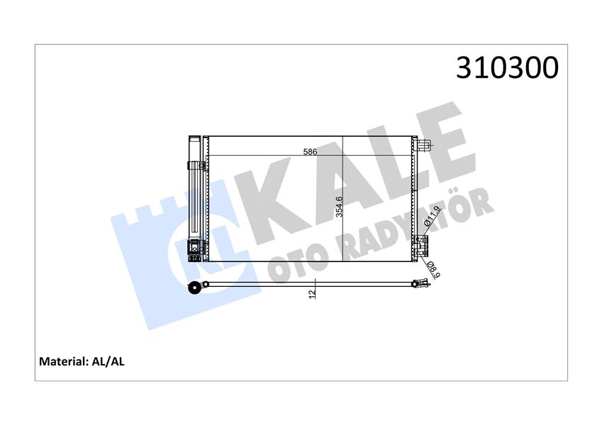 KLİMA KONDENSERİ COMBO D-CORSA D-E ADAM-BIPPER-TEPEE-NEMO 1.2-1.4 HDI 08 FIORINO 1.4-1.3D MJ 07 571X351X12