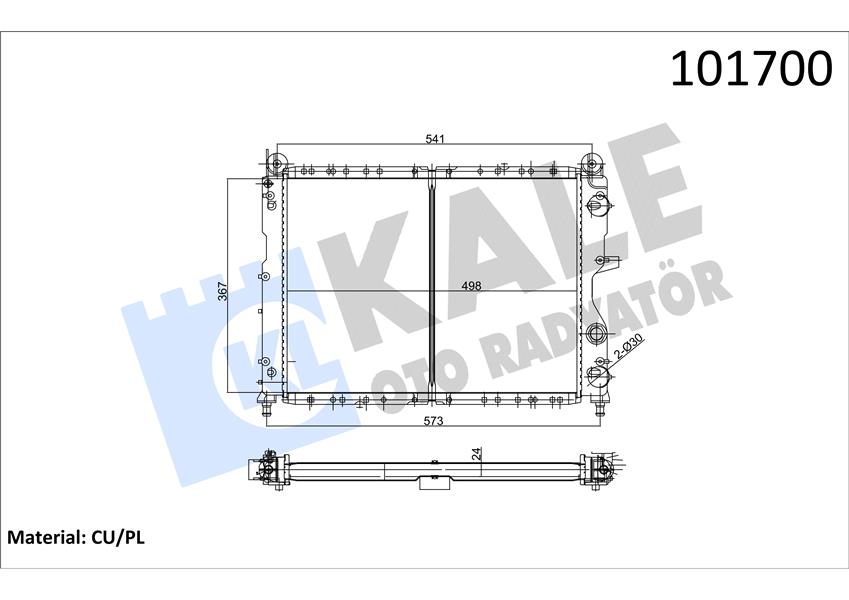 RADYATÖR TMPR-TIPO 1.4İ-1.6İ MEK AC KLİMASIZ 500X378X34 1 SIRA CU PL