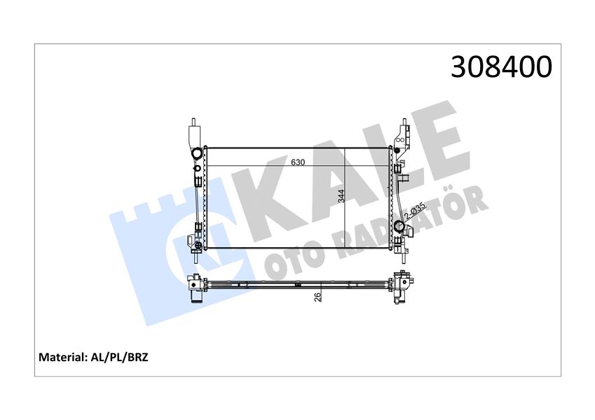 RADYATÖR FIORINO 08 1.3MTJ MEK AC 630X344X26