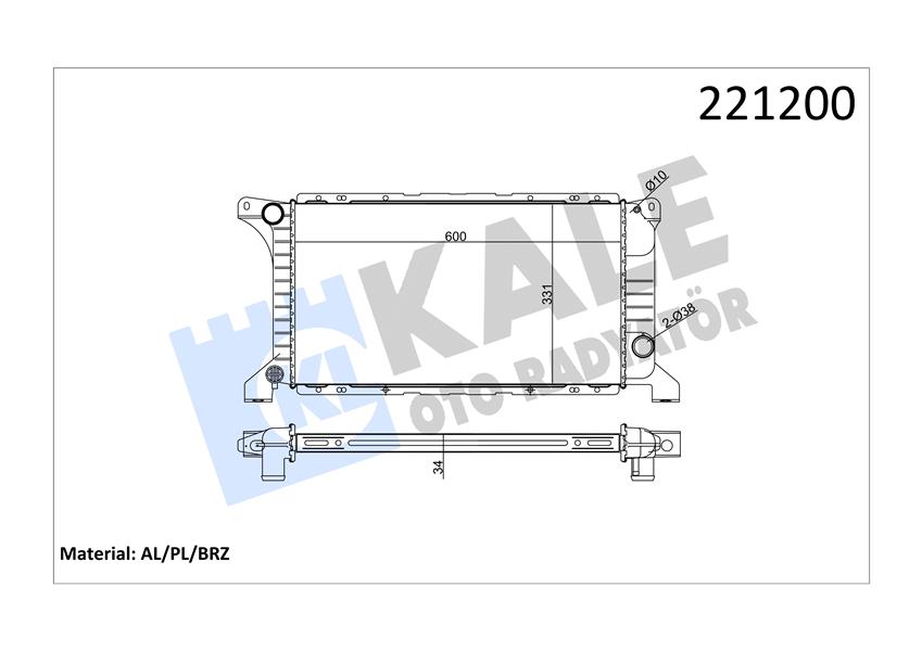 MOTOR SU RADYATORU TRANSIT T12 T15 92 98 1 SIRA ALB KISA TIP OLCU 600 331 34